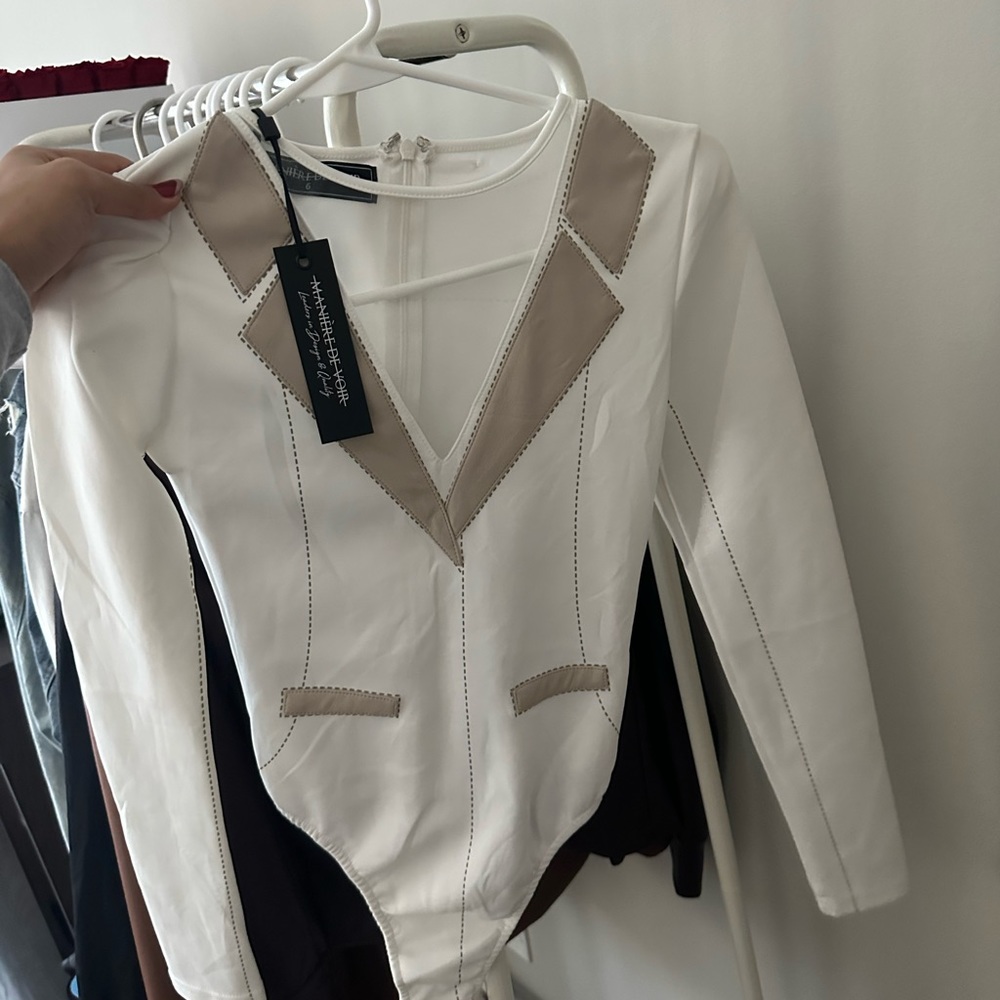Leather mesh bodysuit from Maniere DeVoir